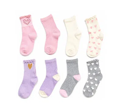 Rainbow Sugar Kids' Girls' 4-8.5 Mid Crew Socks, 8-pack In Multi