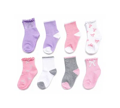 Rainbow Sugar Kids' Girls' 4-8.5 Mid Crew Socks, 8-pack In Multi