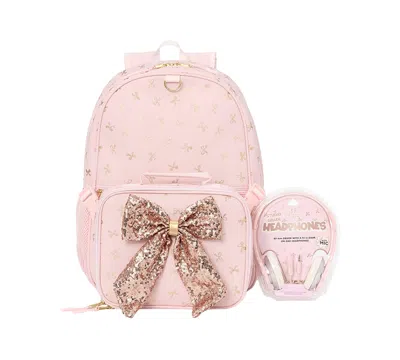 Rainbow Sugar Kids' Girls' Bow Lunch Box, Backpack With Matching Headphone, 3-piece Set In Red