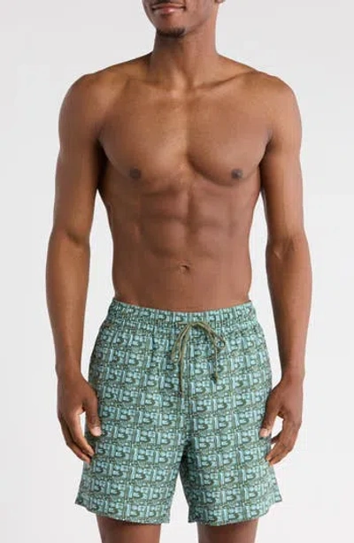 Rainforest 6-inch Surf Grid Swim Trunks In Blue