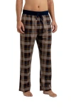 Rainforest Brushed Plaid Flannel Lounge Pants In Brown/blue