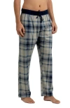 Rainforest Brushed Plaid Flannel Lounge Pants In Cream Navy