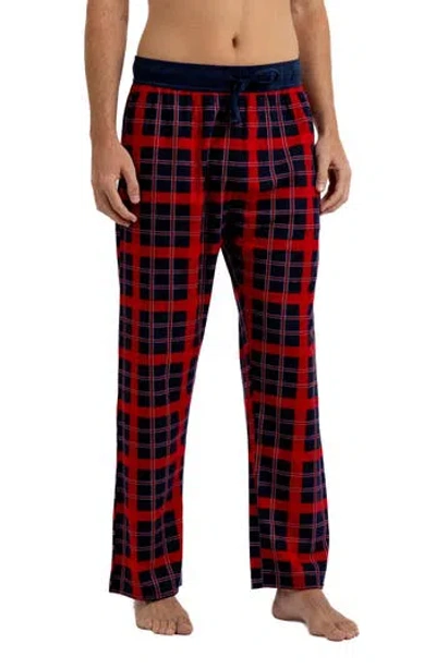 Rainforest Brushed Plaid Flannel Lounge Pants In Navy/bold Red
