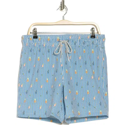 Rainforest Cocktail Seersucker Swim Trunks In Bering Sea