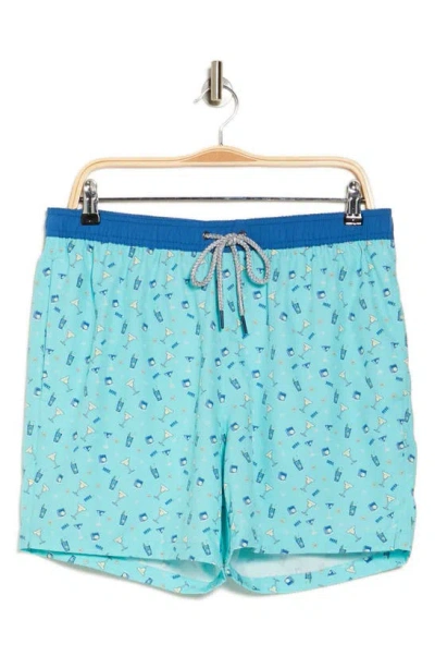 Rainforest Cocktails Swim Trunks In Aruba Blue