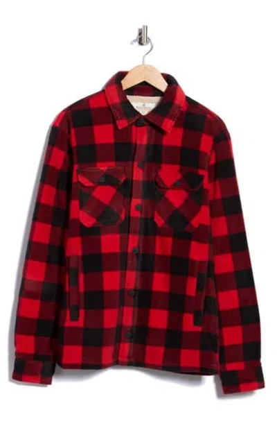 Rainforest Edgewood Bonded Fleece Shirt Jacket In Red/ Black Buffalo Check