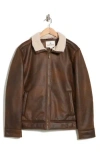 Rainforest Faux Shearling Lined Bomber Jacket In Brown