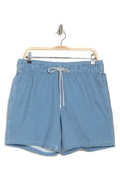 Rainforest Gingham Seersucker Swim Trunks In Bering Sea