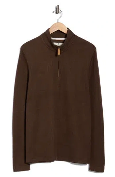 Rainforest Heritage Lux Waffle Knit Quarter Zip Pullover In Brown