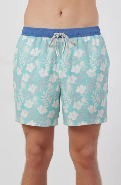 Rainforest Hibiscus Swim Trunks In Aruba Blue