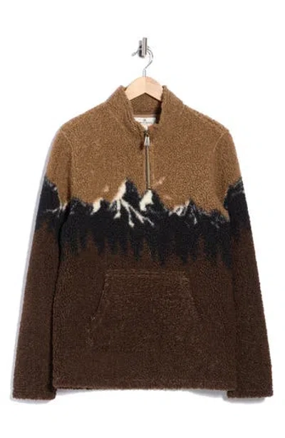 Rainforest Mountain Print Quarter Zip High-pile Fleece Pullover In Delicioso