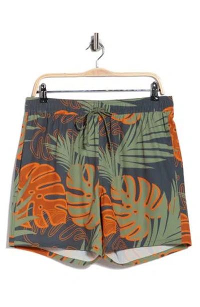 Rainforest Palm Swim Trunks In Metallic