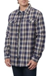 Rainforest Plaid Flannel Faux Shearling Lined Shirt Jacket In Olive/navy Plaid