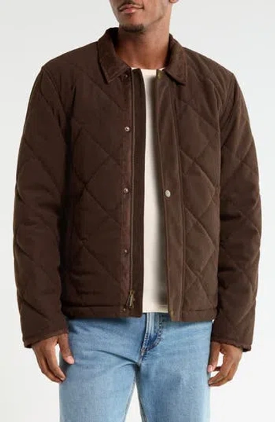 Rainforest Quilted Corduroy Faux Suede Jacket In Brown