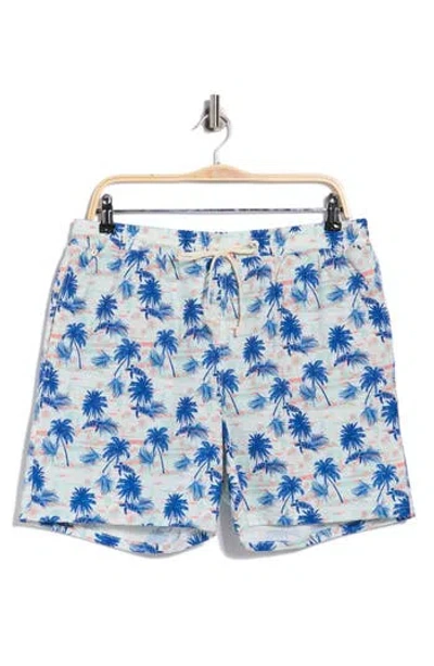 Rainforest Sea Turtle Seersucker Swim Trunks In Blue