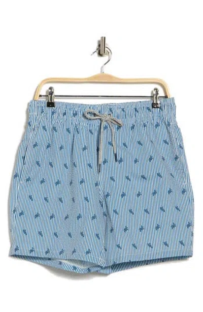 Rainforest Sea Turtles Seersucker Swim Trunks In Blue