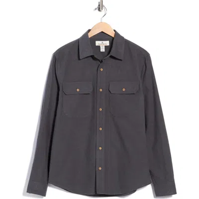 Rainforest Solid Cotton Long Sleeve Shirt In Asphalt