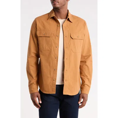 Rainforest Solid Cotton Long Sleeve Shirt In Brown Sugar