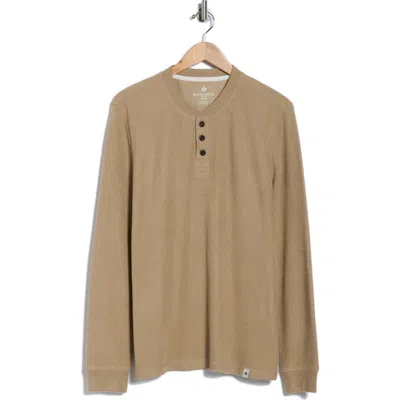 Rainforest The Fireside Waffle Knit Henley In Brown