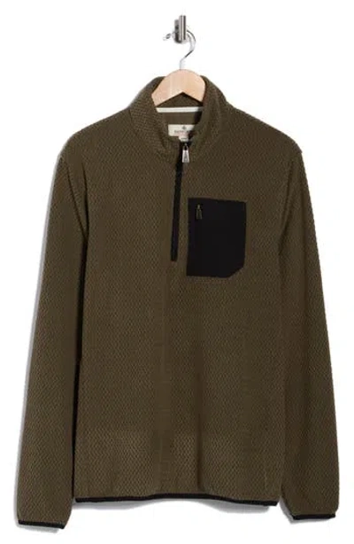 Rainforest Vault Chevron Knit 1/4 Zip Pullover In Green