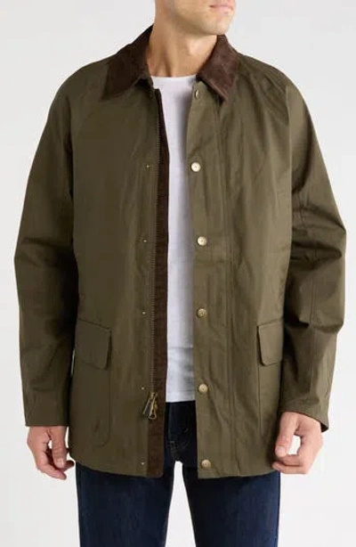 Rainforest Wax Coated Field Coat In Green