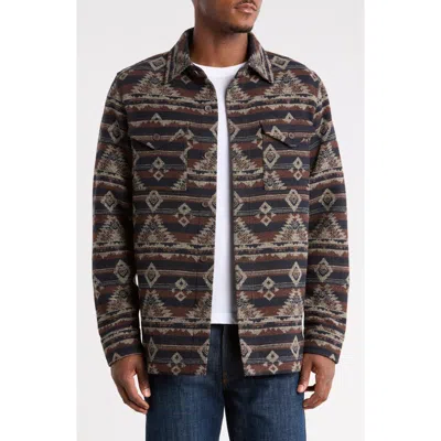 Rainforest Wool Blend Shirt Jacket In Navy/ Brown Aztec