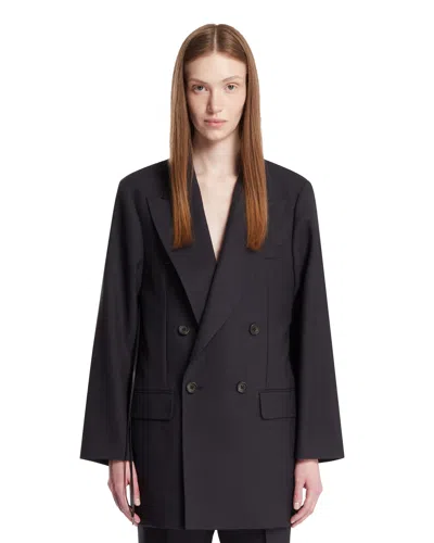Rainmaker Blue Wool Double-breasted Jacket In Black