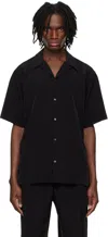 Rainmaker Kyoto Black Open Collar S/s Shirt In Black