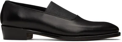 Rainmaker Kyoto Black Shirring Opera Loafers In Black Smooth