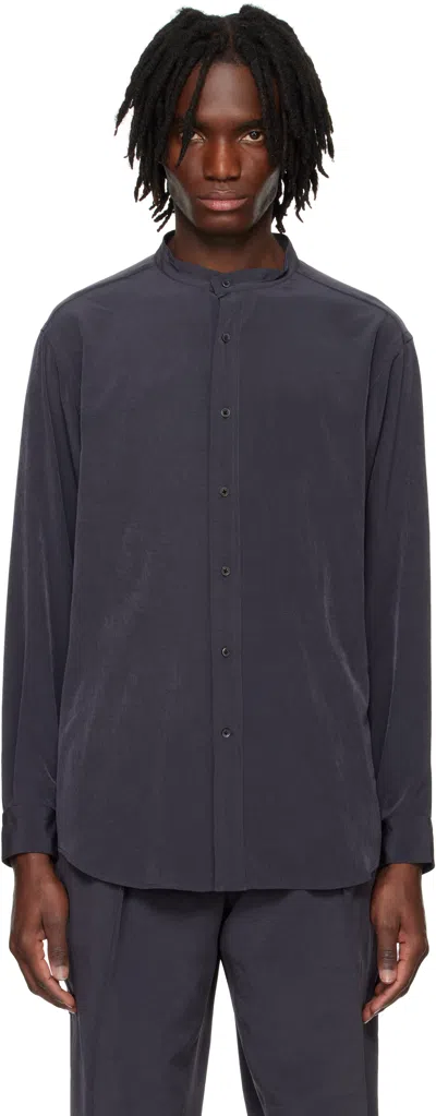 Rainmaker Kyoto Gray Band Collar Shirt In Charcoal