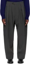 Rainmaker Kyoto Gray Double Cloth 3-pleated Trousers In Slate Gray