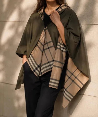 Rainraps Plaid Rain Poncho In Olive In Green