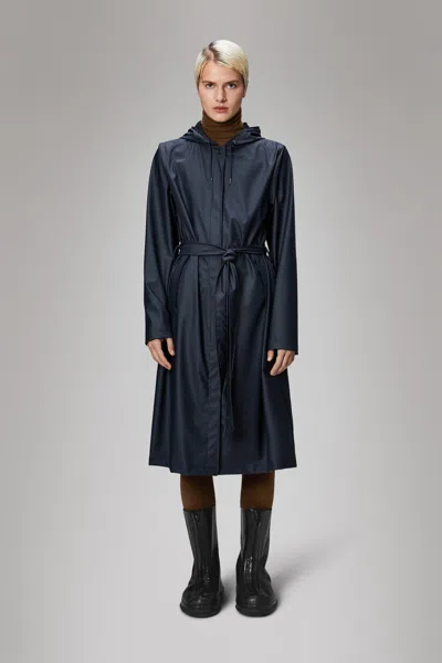 Rains A-line Longer W Jacket In 47 Navy