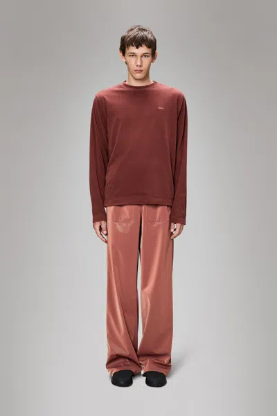 Rains Addis Fleece Crewneck In Burgundy