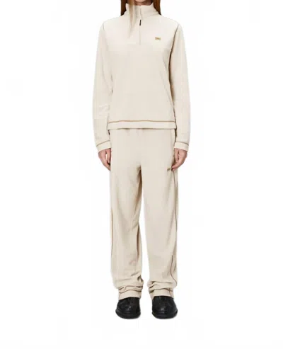 Rains Addis Fleece Half Zip Sweater In Dune In White