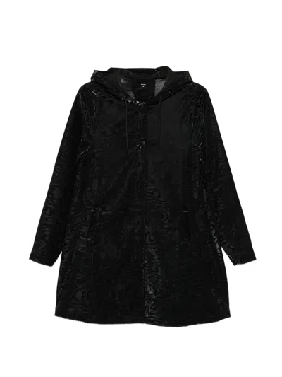 Rains A-line Long-sleeve Hooded Jacket In Black