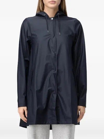 Rains A-line W Hooded Lightweight Coat In Blue
