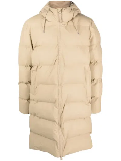 Rains Alta Hooded Padded Coat In Beige