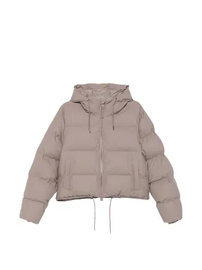 Rains Alta Hooded Quilted Jacket In Brown
