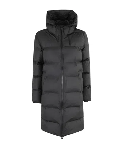 Rains Alta Long Puffer Jacket In Black