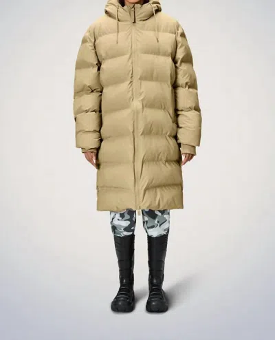 Rains Alta Long Puffer Jacket In Sand