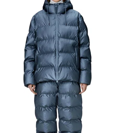 Rains Alta Longer Puffer Jacket In Bay In Blue