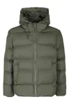 Rains Puffer Jacket Hooded Drawstring Quilted Pockets