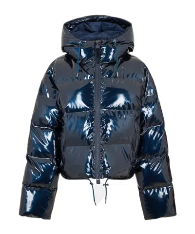Rains Alta Short Puffer Jacket In Blue