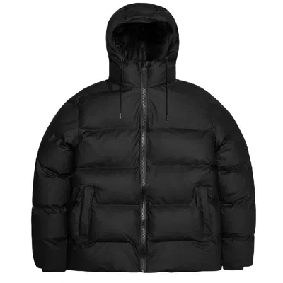 Rains Alta Drawstring Hooded Puffer Jacket In Black
