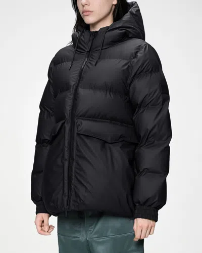 Rains Alta Womens A-line Puffer Jacket In Black