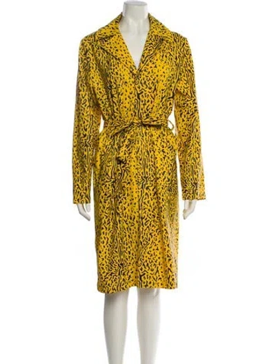 Pre-owned Rains Animal Print Trench Coat In Yellow