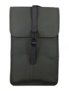 Rains Logo Detailed Foldover Top Backpack In Green