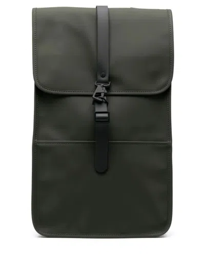 Rains Logo Detailed Foldover Top Backpack In Green