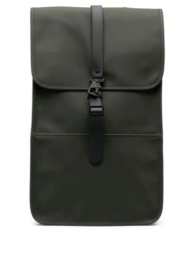 Rains Logo Detailed Foldover Top Backpack In Green